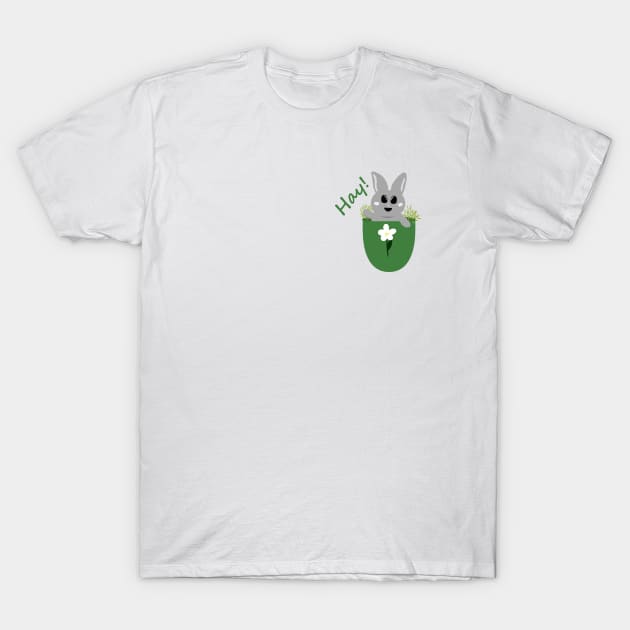 Hay! Bunny in a Pocket T-Shirt by PandLCreations